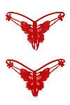 Трусики с открытой интивной зоной "Бабочки в животе" LE CABARET (Красный, белый) 298612 #804982