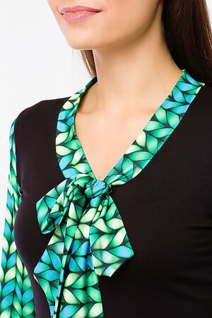 Блузка VAY (Черный/косы зеленый) 182-3438-001/1065-5 #100337