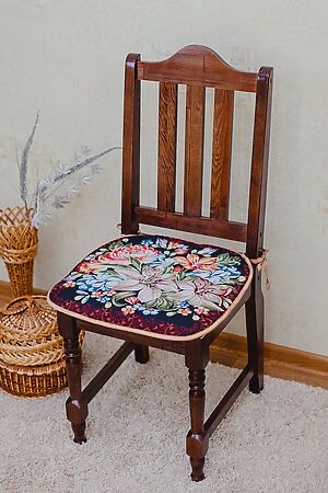 Подушка для мебели Сидушка на стул квадратная НАТАЛИ (Коричневый/лилии) 49243 #1017033
