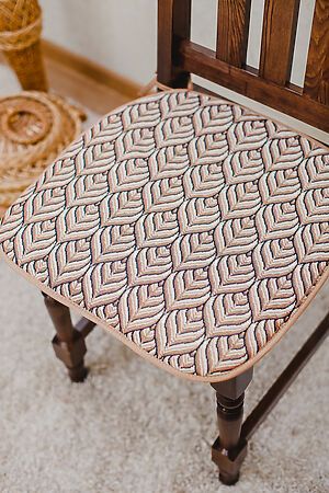 Подушка для мебели Сидушка на стул квадратная НАТАЛИ (Бежевый/листок) 49243 #1017034
