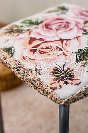 Подушка для мебели Сидушка на табурет квадратная НАТАЛИ (Бежевый/роза) 49173 #1017048