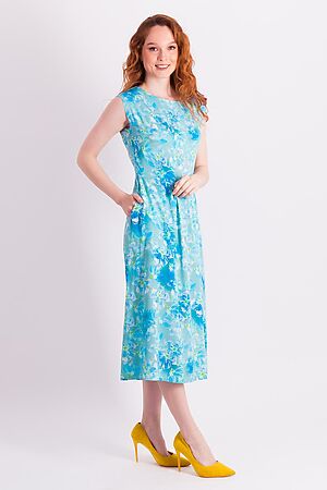 Платье BRASLAVA (Голубой бирюзовый белый цветы) 4805 #1018949