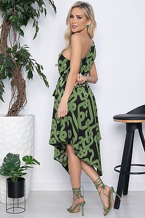Платье LADY TAIGA (Черно-зеленое) П10645 #1023038
