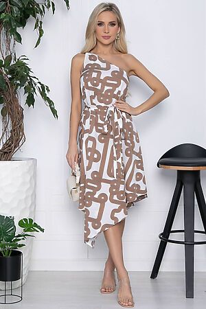 Платье LADY TAIGA (Бело-кофейное) П10646 #1023039