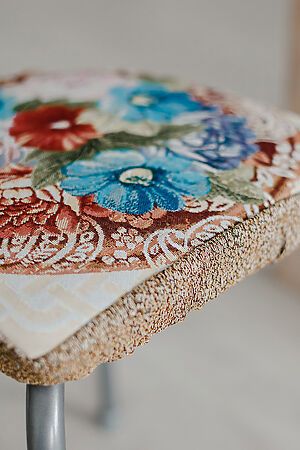 Подушка для мебели Сидушка на табурет квадратная НАТАЛИ (Голубой цветок) 49173 #1023497