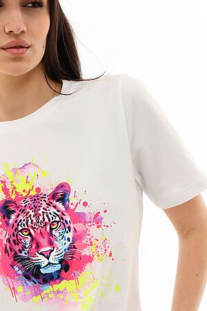 Футболка Bright leopard НАТАЛИ, белый 50153 #1025944 купить с доставкой в интернет-магазине OptMoyo.ru