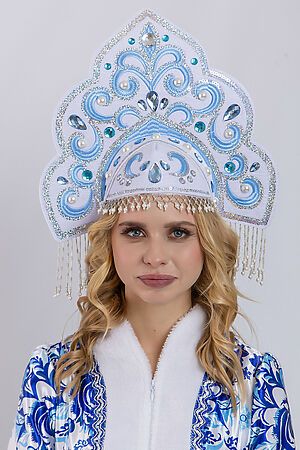 Кокошник Русская Красавица BATIK, бело-голубой 1094 к-24 #1035281 купить с доставкой в интернет-магазине OptMoyo.ru