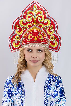 Кокошник Русская Красавица BATIK, красный 1102 к-24 #1035282 купить с доставкой в интернет-магазине OptMoyo.ru