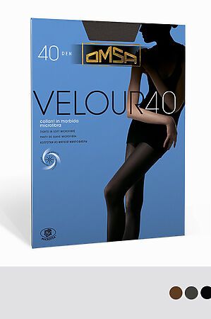 Колготки OMSA, nero (черный) VELOUR  40  XL #1058030 купить с доставкой в интернет-магазине OptMoyo.ru