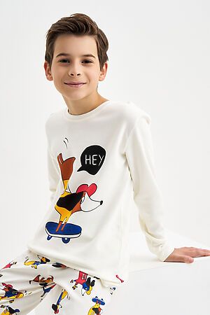 Пижама KOGANKIDS, молочный набивка собачки 552-811-16 #1069690 купить с доставкой в интернет-магазине OptMoyo.ru