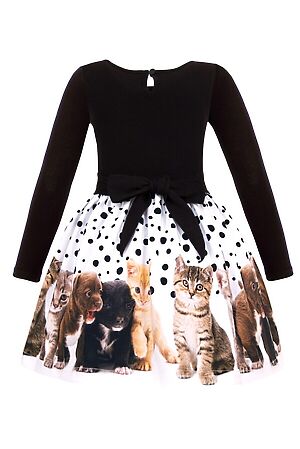 Платье АПРЕЛЬ (Черный+котята и щенята) #158528