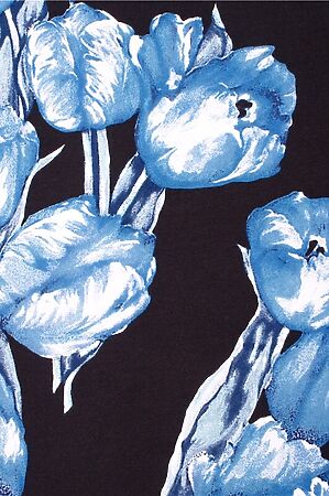 Платье АПРЕЛЬ (Синие тюльпаны на черном) #171571