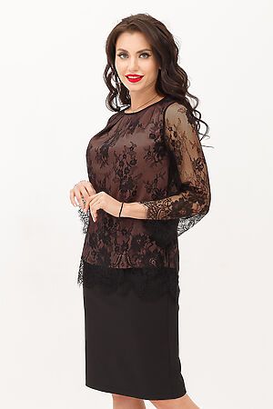 Костюм (юбка+блуза) LADY TAIGA (Черный / лиловый) К1147-1 #173314