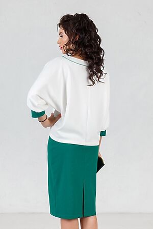 Костюм (джемпер+юбка) LADY TAIGA (Молочный, зеленый) К999-15 #173817
