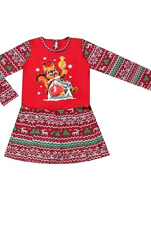 Платье АПРЕЛЬ (Красный22+новогодний орнамент) #175021