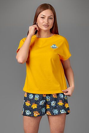 Пижама Старые бренды (Желтый+принт совята) ЖП 022 #181865