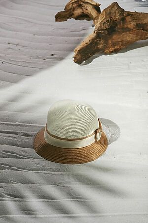 Плетеная шляпка Теплые Пески Бора Бора в винтажном стиле Nothing But Love (Кремовый, светло-коричневый) 202051 #195712