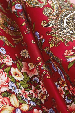 Яркий платок с павлопосадским узором и бахромой, 96 x 96 см. Nothing But Love (Красный) 200789 #197237