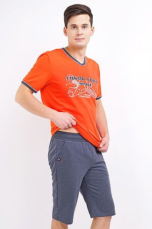Комплект (шорты+футболка) CLEVER (Т.оранжевый/меланж т.синий) MHP500513/1 #197296
