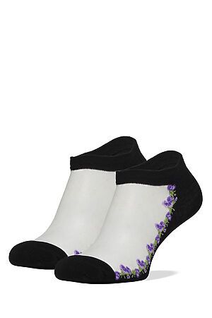 Укороченные носки "Таинственный сад" LE CABARET (Белый, черный, сиреневый) 204282 #198621