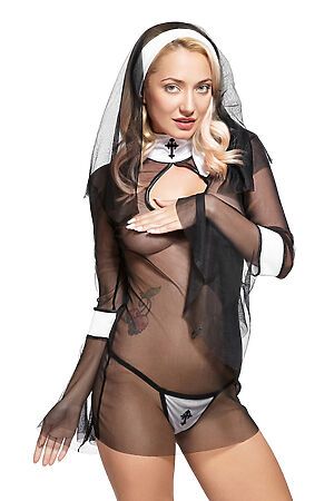 Эротический костюм монахини КРАСНАЯ ЖАРА (Черный, белый) 101140 #200662