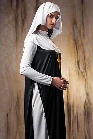 Костюм монахини КРАСНАЯ ЖАРА (Черный, белый) 103634 #203855