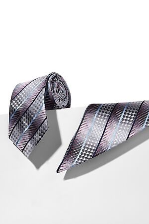 Комплект: галстук и платок-паше SIGNATURE (Серый, темно-серый, розовый,) 209706 #228999