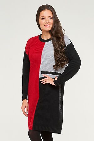 Платье VAY (Черный/красный/сталь) #233427