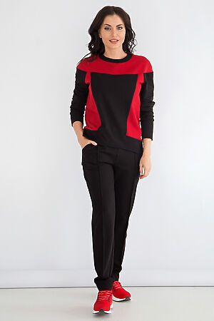 Костюм (брюки+футболка) LADY TAIGA (Черный, красный) К1614-13 #233550