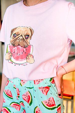 Пижама Старые бренды (Розовый+принт арбузы) ЖП 024 #258696