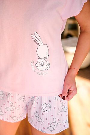 Пижама Старые бренды (Розовый+зайцы на полосе) ЖП 022 #258759