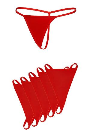 Набор из 6 трусиков-стрингов "Роковая красотка" LE CABARET (Красный) 294050 #265844