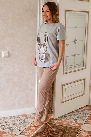 Пижама Старые бренды (Серый+какао) ЖП 024/6 #273468