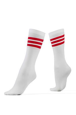 Носки высокие женские носки цветные носки "Флэш" КРАСНАЯ ЖАРА (Белый, красный) 295095 #273833