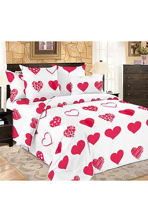 Комплект постельного белья 2-спальный AMORE MIO (Белый/красный) 24656 #287398