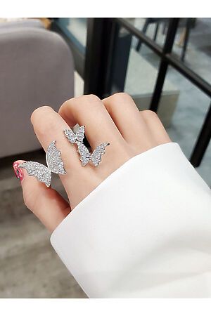 Кольцо незамкнутое кольцо "Бабочки в животе" MERSADA (Серебристый, прозрачный,) 300967 #291922