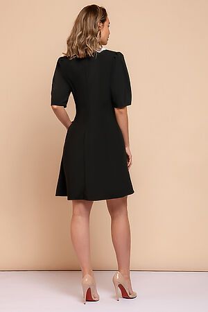 Платье длины мини черное с белым воротничком 1001 DRESS (Черный) 0132101-02383BK #303538