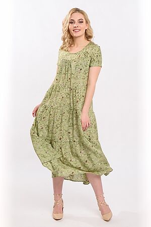 Платье BRASLAVA (Зеленый, бежевый) 5827/58 #655901