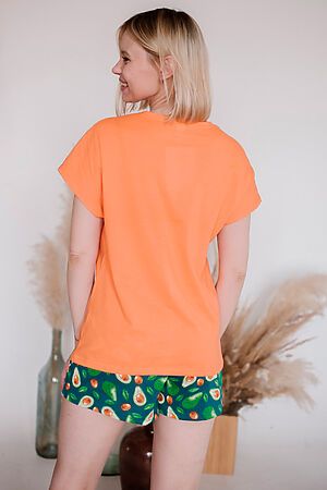 Пижама Старые бренды (Оранжевый+принт авокадо) ЖП 022 #656616