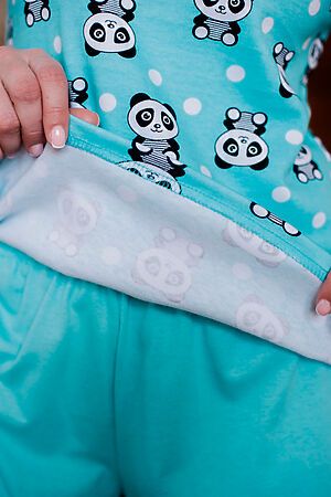 Пижама Старые бренды (Принт панды на мятном) ЖП 064 #656633