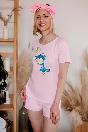 Пижама Старые бренды (Розовый+Синяя птица) ЖП 064/2 #661982
