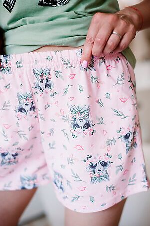 Пижама Старые бренды (Оливковый+енот на розовом) ЖП 064/3 #681467