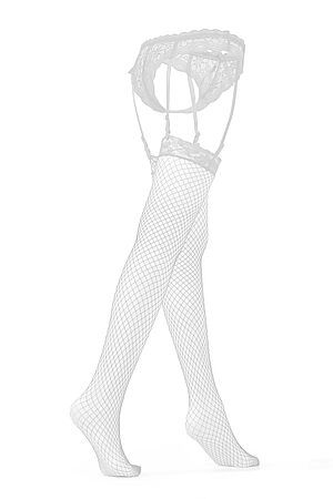 Комплект белья "Федра": трусики с подвязками и чулки LE CABARET (Белый) 292569 #684297