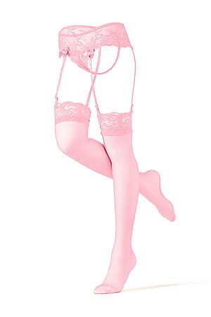 Комплект белья "Все о Еве": трусики с подвязками и чулки LE CABARET (Розовый) 292515 #684304