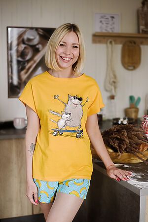 Пижама Старые бренды (Коты (желтый+бананы)) ЖП 022 #687327