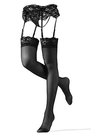 Комплект белья "Запретная страсть": трусики с подвязками и чулки LE CABARET (Черный) 292562 #693184