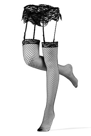Комплект белья "Флорентийка": трусики с подвязками и чулки LE CABARET (Черный) 292560 #693186