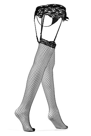 Комплект белья "Флорентийка": трусики с подвязками и чулки LE CABARET (Черный) 292560 #693186