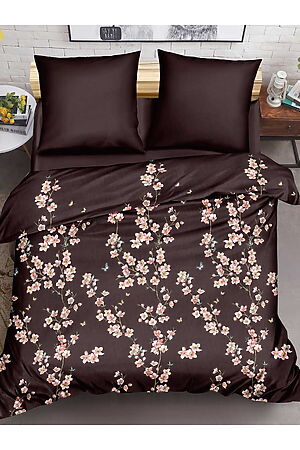 Комплект постельного белья Евро AMORE MIO (Коричневый/розовый) 25505 #694998