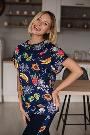 Пижама Старые бренды (Т.-с+тропические фрукты) ЖК 040 #699447